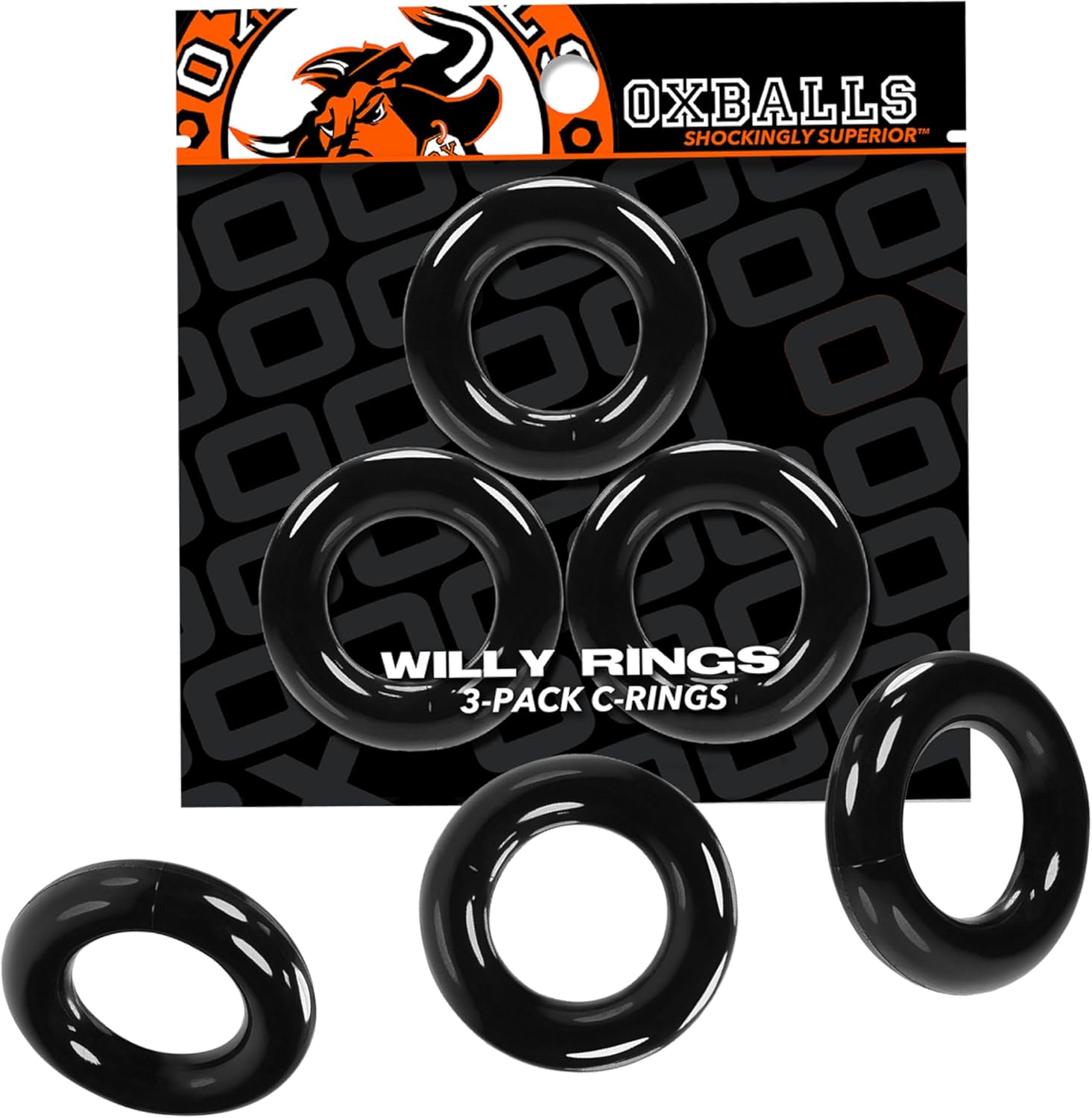 Oxballs Willy Rings 3-Pack Stretchy Cockrings Black