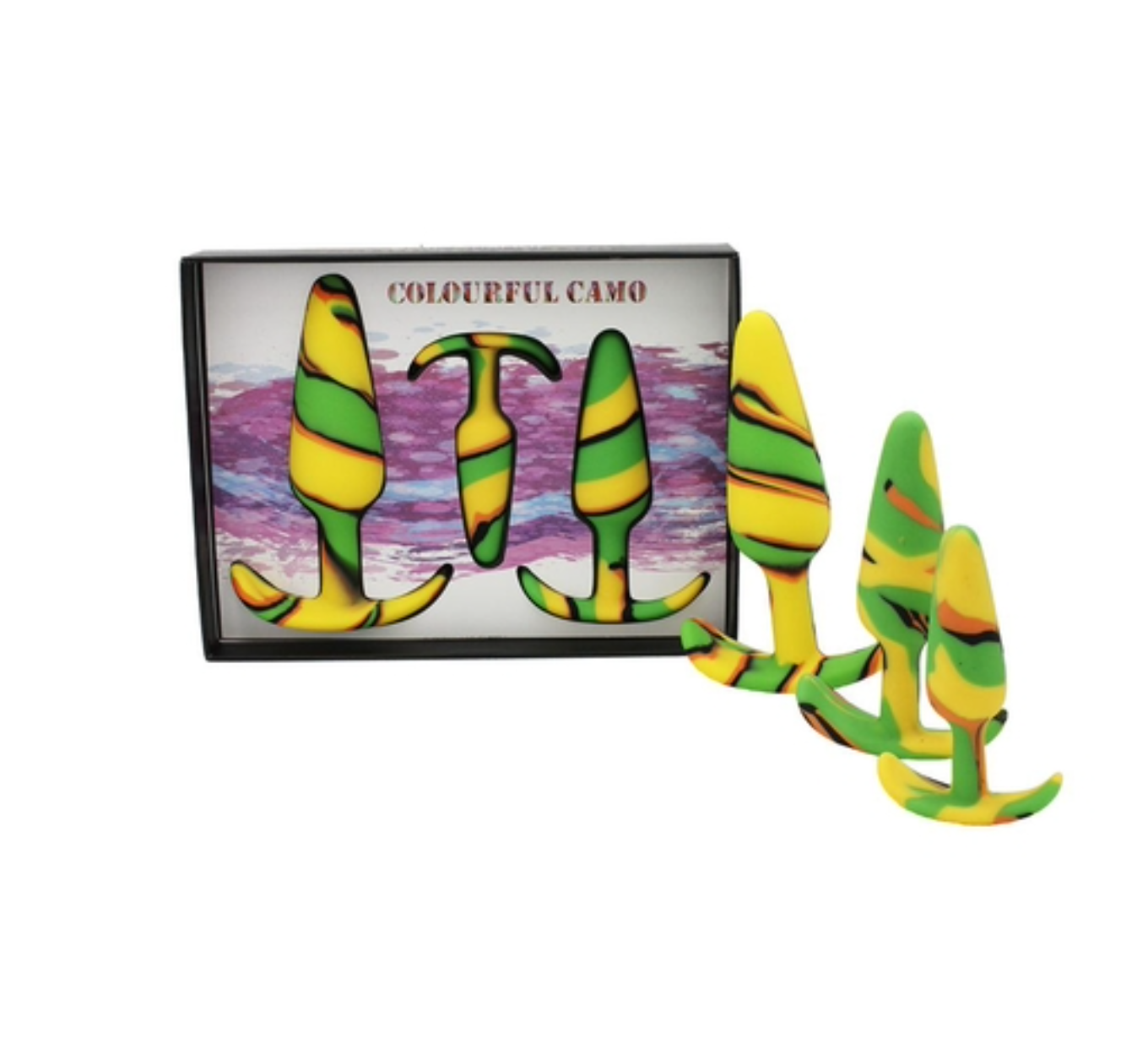 Colourful Camo Sail Anal Kit - Yellow-Adult Toys - Anal - Plugs-Colourful Camo-Danish Blue Adult Centres