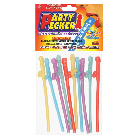 Party Pecker Straws - Neon Colors 10 Pack