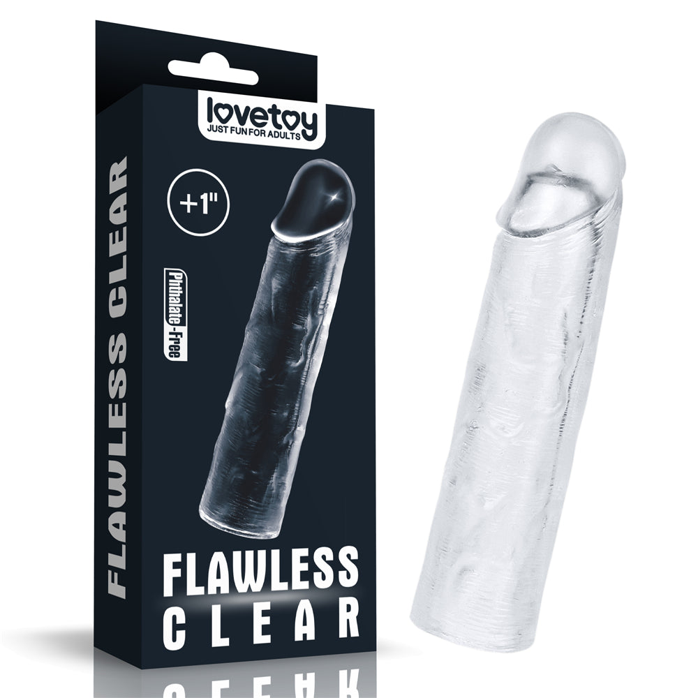 LoveToy Clear Penis Extender Sleeve --Adult Toys - Cock Rings - Sleeves-LoveToy-Danish Blue Adult Centres