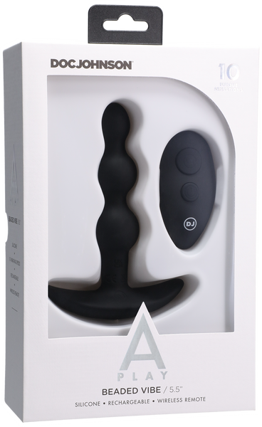 A-Play - Beaded Vibe - Rechargeable Remote Control Anal Plug-Adult Toys - Anal - Beads& - Balls-Doc Johnson-Danish Blue Adult Centres
