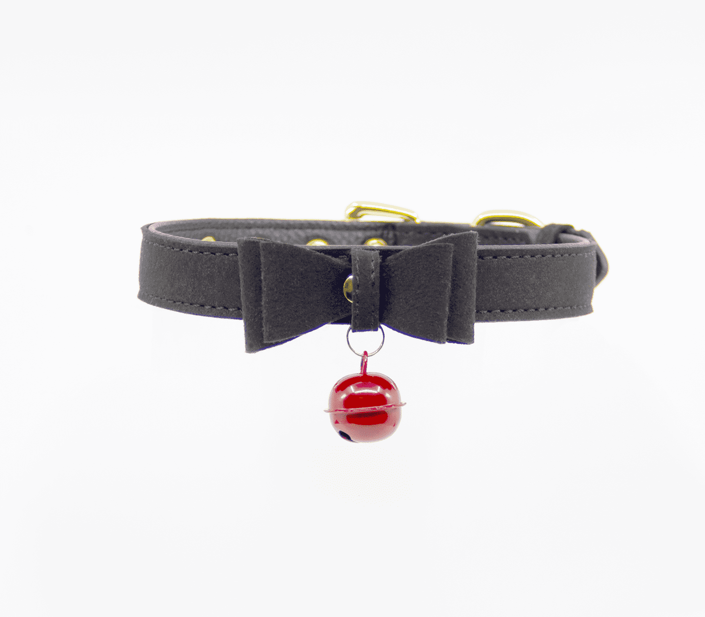 Love In Leather - Bow Collar with Cat Bell Black/Red