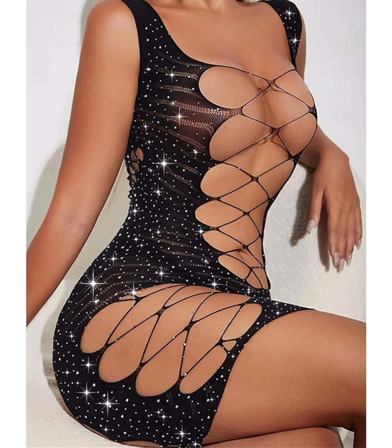 Love in Leather - Rhinestone Dress Lace Up