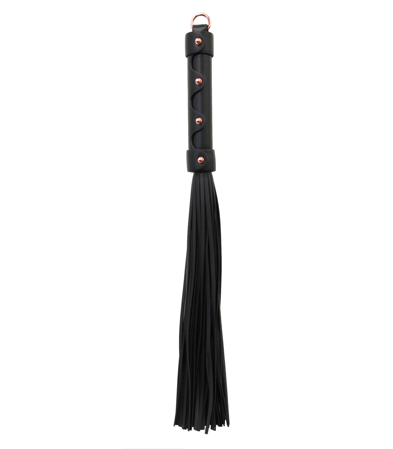 Love In Leather - Rose Gold Studded Flogger Black 55cm