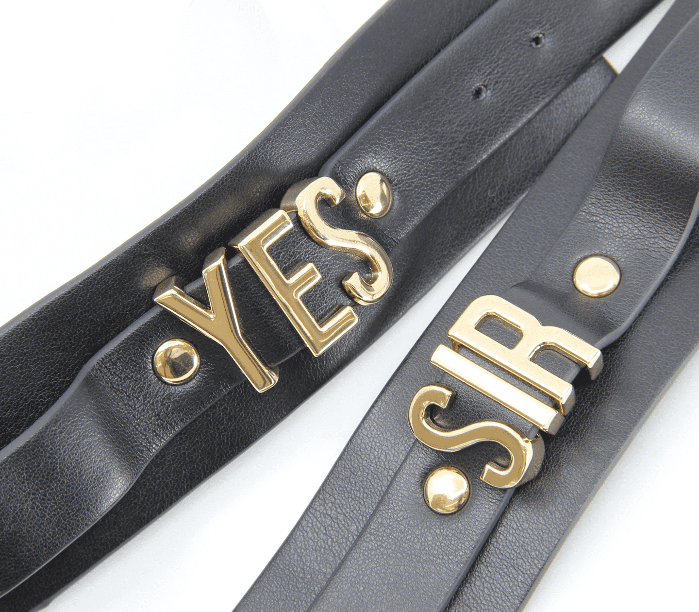 Love In Leather 'Yes Sir' Faux Leather Wrist Cuffs