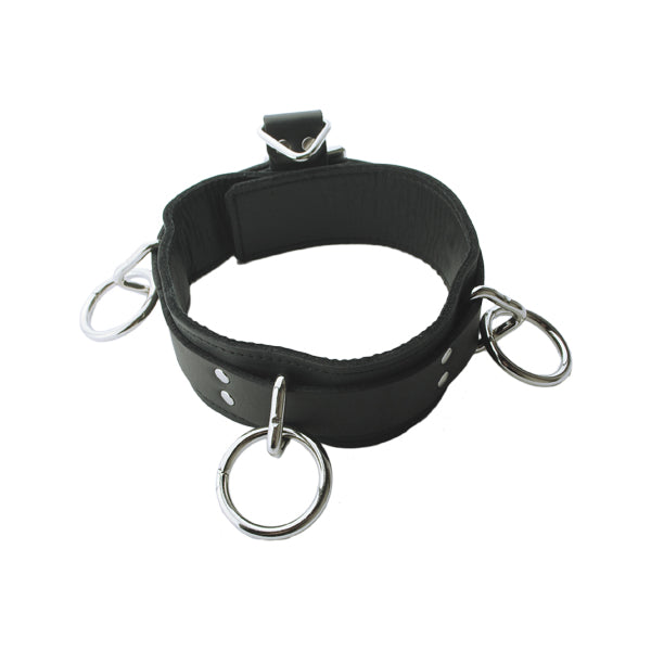 Spartacus Locking 3-Ring Leather Collar