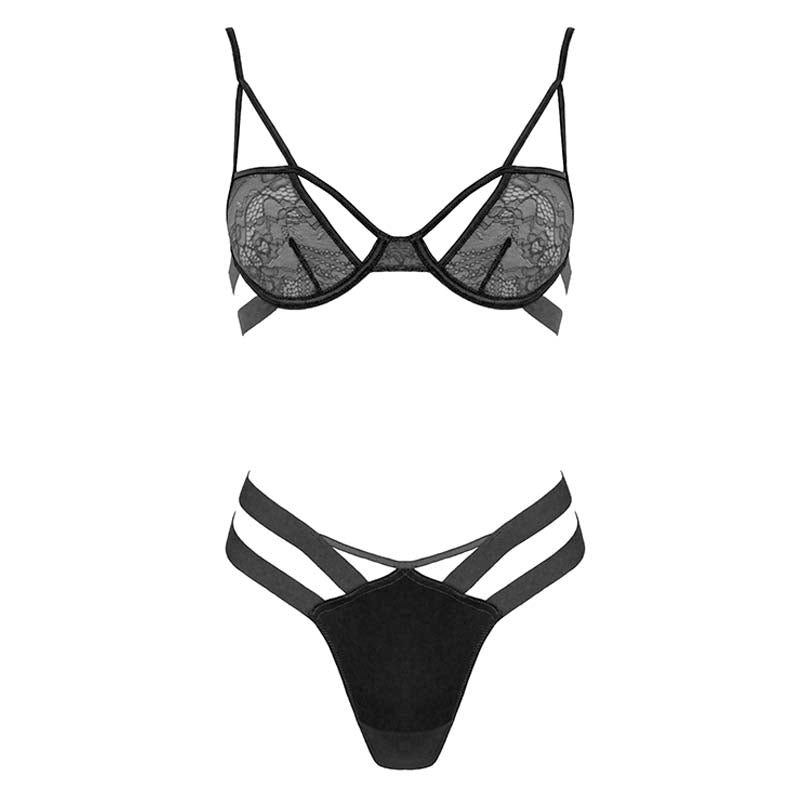 Muse - Two Piece Lingerie Set Black --Clothing - Bra & Panty Sets-Muse-Danish Blue Adult Centres