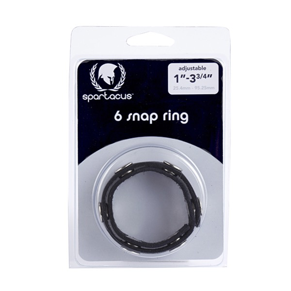 Spartacus - Leather 6 Snap Cock Ring (Black)-Adult Toys - Cock Rings-Spartacus-Danish Blue Adult Centres