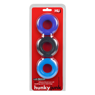 Hunky Junk 3 Pack Cock Rings-Adult Toys - Cock Rings-Hunky Junk-Danish Blue Adult Centres