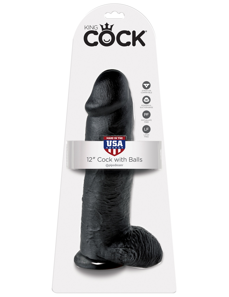 King Cock Realistic Dildo with balls 12inch Black-Adult Toys - Dildos - Realistic-King Cock-Danish Blue Adult Centres