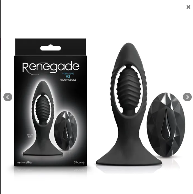 Renegade Vibrating V2 Remote Silicone Plug Black-Adult Toys - Anal - Plugs-NS Novelties-Danish Blue Adult Centres