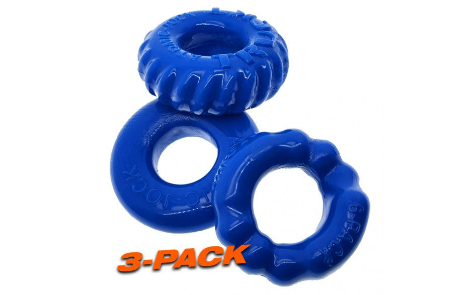 Bonemaker 3 Pc Cockring Set Pool Blue-Adult Toys - Cock Rings-Oxballs-Danish Blue Adult Centres