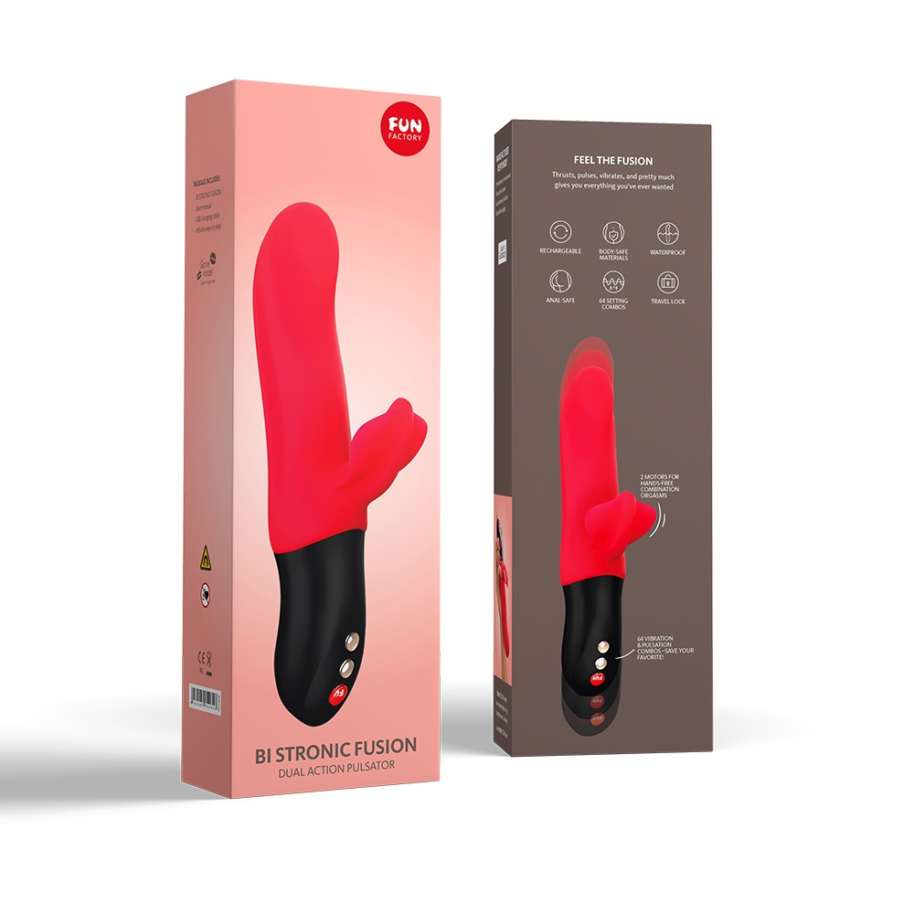 Fun Factory Bi Stronic Fusion Vibrator (India Red)-Adult Toys - Vibrators - Rabbits-Fun Factory-Danish Blue Adult Centres
