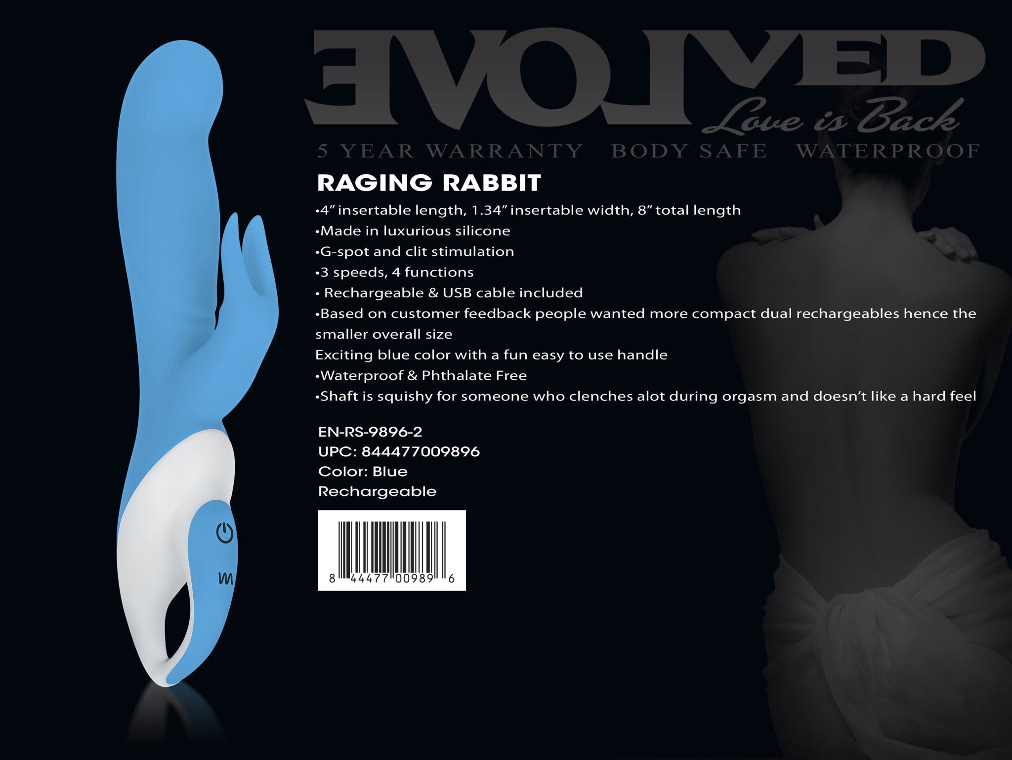 Evolved Raging Rabbit Vibrator (Blue)-Adult Toys - Vibrators - Rabbits-Evolved-Danish Blue Adult Centres