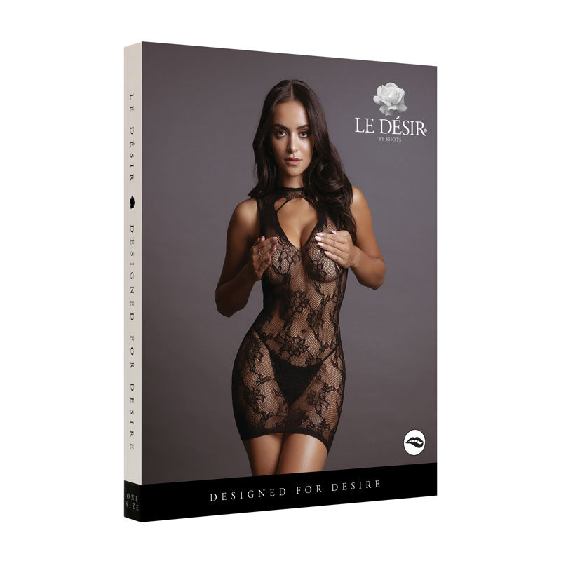 LE DESIR High Neck Lace Mini Dress-Clothing - Dress-Le Desire-Danish Blue Adult Centres