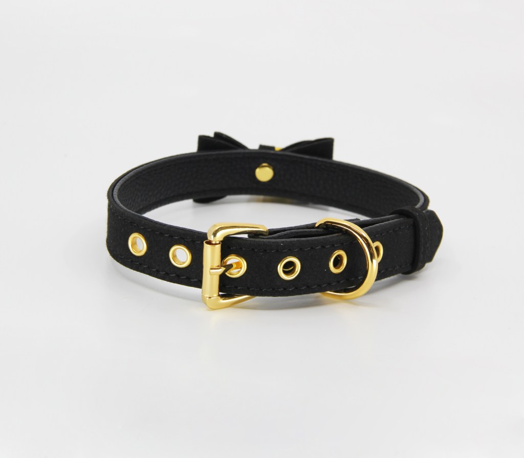 Love In Leather - Bow Collar with Cat Bell Black-Bondage & Fetish - Cuffs & Restraints-Love In Leather-Danish Blue Adult Centres