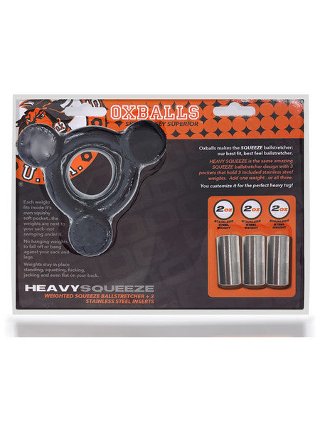 Heavy Squeeze Weighted Squeeze Ball Stretcher W/ 3 Stainless Steel Weights Black-Adult Toys - Cock Rings - Ball Stretchers-Oxballs-Danish Blue Adult Centres