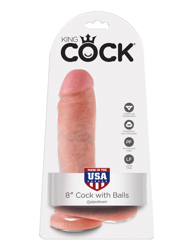 King Cock Realistic Dildo with balls 8inch Flesh-Adult Toys - Dildos - Realistic-King Cock-Danish Blue Adult Centres
