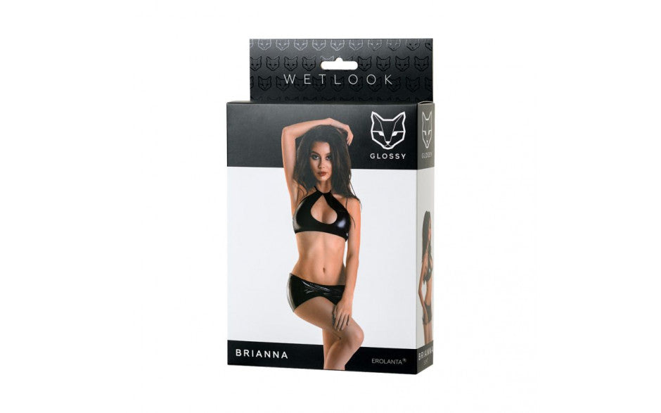 Glossy Wetlook Set Brianna - Medium-Clothing - Bra & Panty Sets-Glossy-Danish Blue Adult Centres