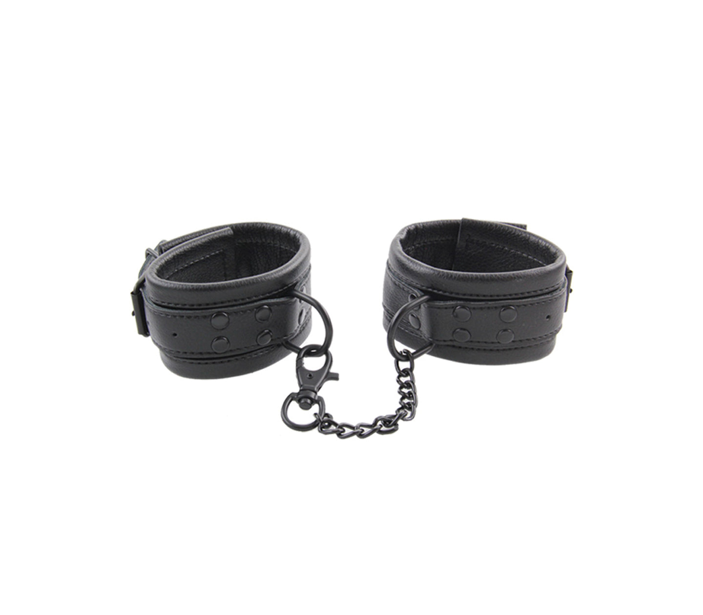 Love In Leather - 046 Padded Wrist Restraints w/ Matte Black Metal Hardware (Black)-Bondage & Fetish - Cuffs & Restraints-Love In Leather-Danish Blue Adult Centres