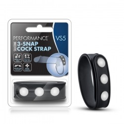 Blush Performance VS5 Silicone 3-Snap Cock Strap (Black)-Adult Toys - Cock Rings-Blush-Danish Blue Adult Centres