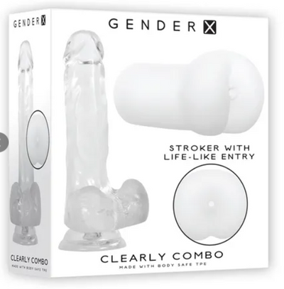 Gender X - Clearly Combo Dildo & Stroker-Adult Toys - Masturbators - Automatic& - Machines-Gender X-Danish Blue Adult Centres