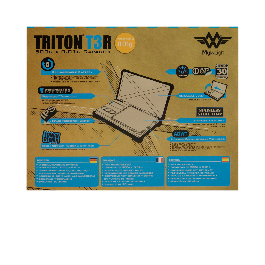 0.01g / 500g Triton T3R Rechargable Electronic Digital Scales-Lifestyle - Scales - 0.01-MyWeight-Danish Blue Adult Centres