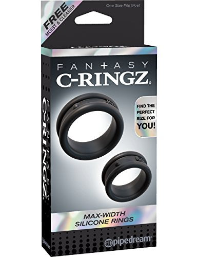 Pipedream Fantasy C-Ringz Max-Width Silicone Rings (Black)-Adult Toys - Cock Rings-Pipedream-Danish Blue Adult Centres