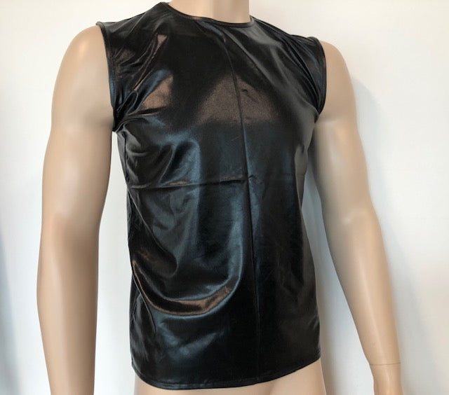 Men's Wetlook Singlet - Black o/s-Clothing - Underwear & Panties - Mens Room in Front-Poison Rose-Danish Blue Adult Centres