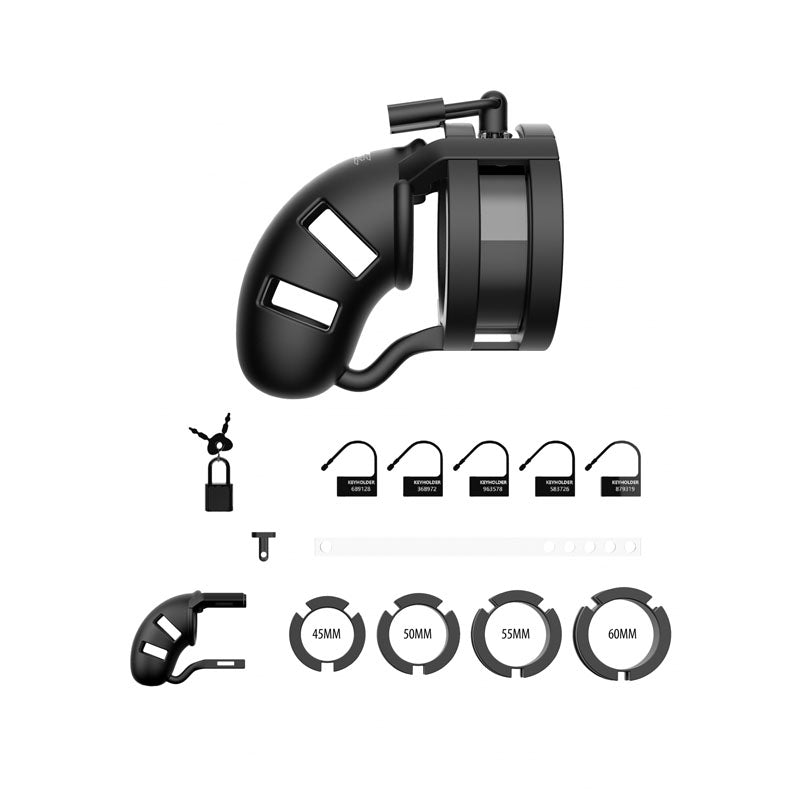 MANCAGE Model 18 - Chastity - 9cm - Silicone Cage Ballsplitter - Black-Adult Toys - Bondage & Fetish - Cages-Shots-Danish Blue Adult Centres