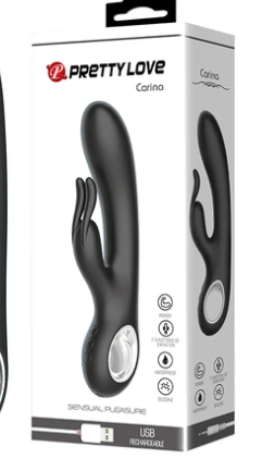 Pretty Love Rabbit Vibrator - Carina (Black)-Adult Toys - Vibrators - Rabbits-Pretty Love-Danish Blue Adult Centres