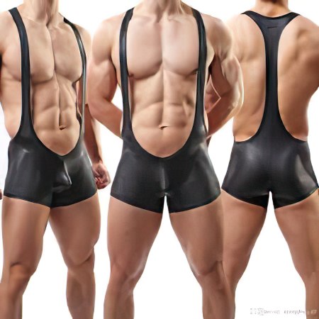 Poison Rose - Men’s Wetlook Wrestling Suit – One Size-Clothing - Underwear & Panties - Mens Room in Front-Poison Rose-Danish Blue Adult Centres