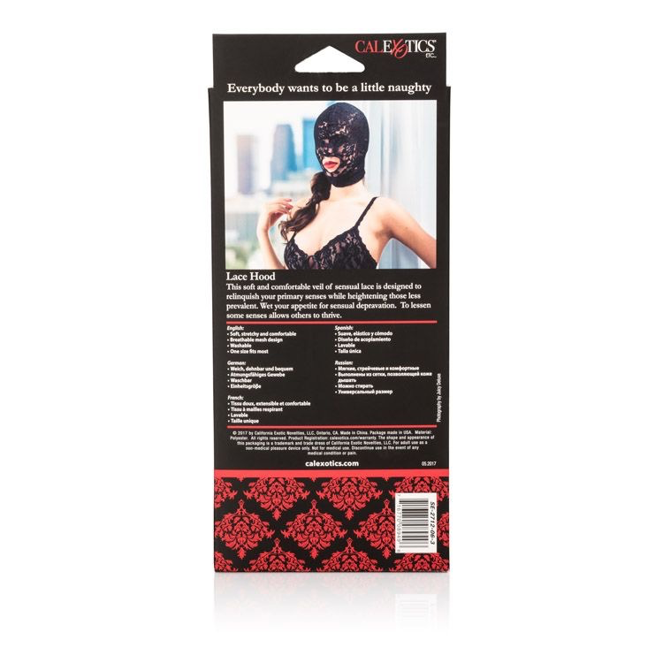 CalExotics Scandal Lace Hood (Black) - One Size-Bondage & Fetish - Mask, Hood, Blindfolds-CalExotics-Danish Blue Adult Centres