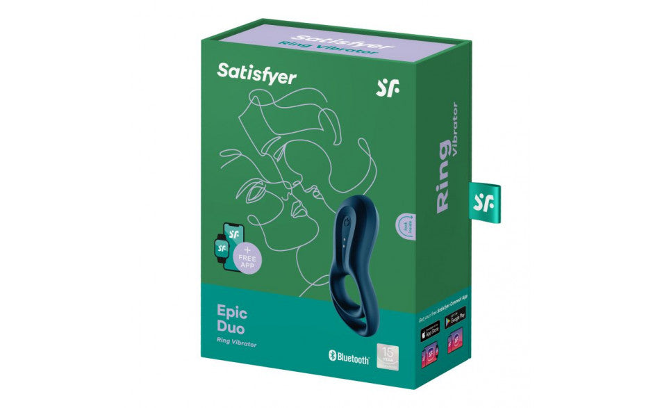 Satisfyer Epic Duo Cockring w Bluetooth & App-Adult Toys - Cock Rings - Vibrating-Satisfyer-Danish Blue Adult Centres