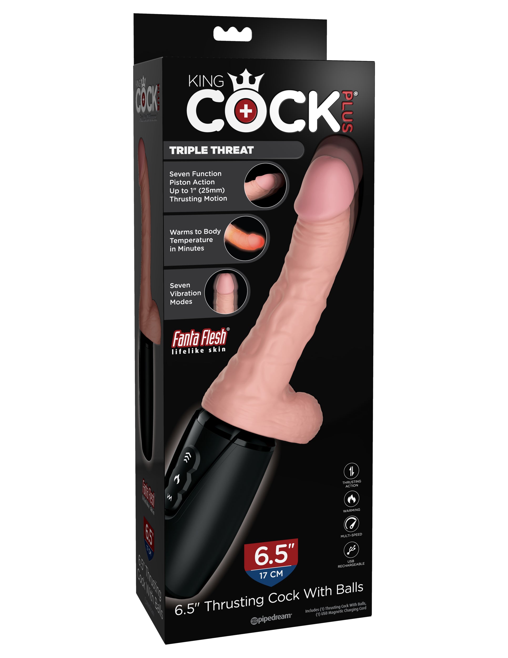 King Cock Plus 6.5" Thrusting Cock with Balls-Adult Toys - Dildos - Vibrating-King Cock-Danish Blue Adult Centres