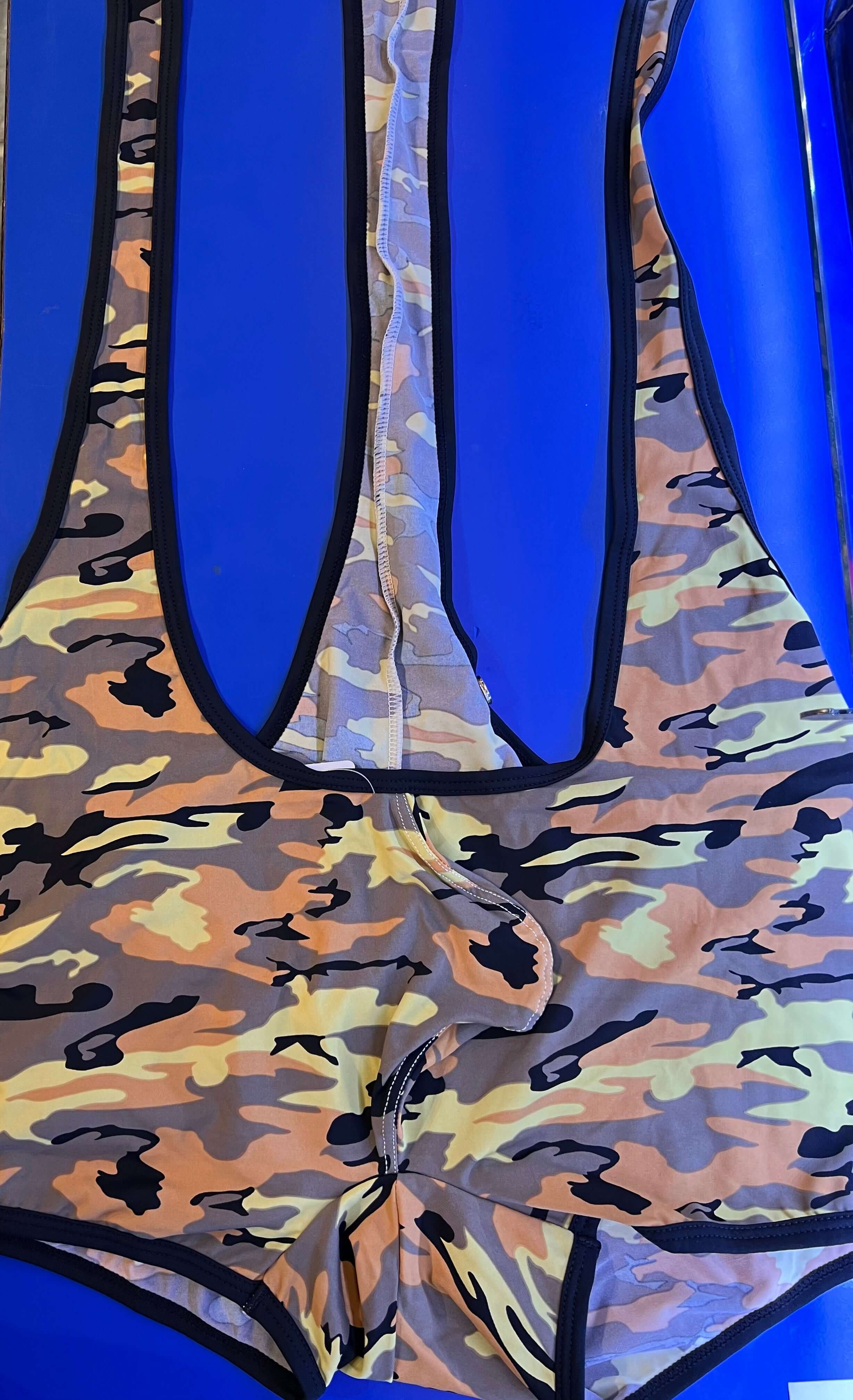 Poison Rose - Men’s Army Yellow Army Pattern Wrestling Suit - Large-Clothing - Underwear & Panties - Mens& - Room in Front-Poison Rose-Danish Blue Adult Centres