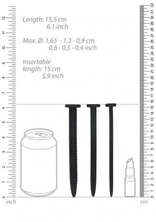 Silicone Screw Plug Set - Urethral Sounding - Black-Bondage & Fetish - Urethra-Ouch-Danish Blue Adult Centres