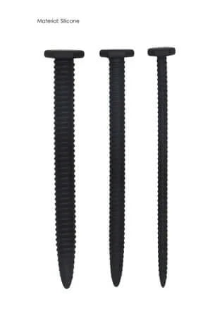Silicone Screw Plug Set - Urethral Sounding - Black-Bondage & Fetish - Urethra-Ouch-Danish Blue Adult Centres