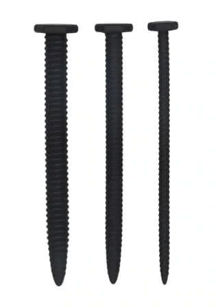 Silicone Screw Plug Set - Urethral Sounding - Black-Bondage & Fetish - Urethra-Ouch-Danish Blue Adult Centres