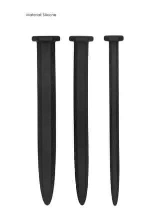 Silicone Rugged Nail Plug Set - Urethral Sounding - Black-Bondage & Fetish - Urethra-Ouch-Danish Blue Adult Centres