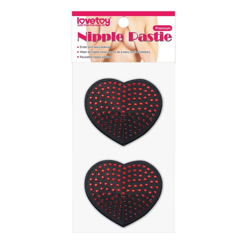 Reusable Red Diamond Heart Nipple Pasties-Clothing - Accessories - Nipple-LoveToy-Danish Blue Adult Centres