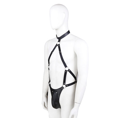Men's Wetlook G-String Harness - Black o/s-Unclassified-Poison Rose-Danish Blue Adult Centres