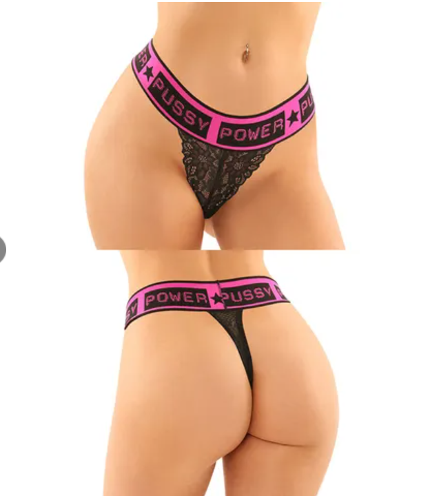 Vibes Pussy Power Brief & Thong-Clothing - Underwear & Panties - Womens Flat Front-Vibes-Danish Blue Adult Centres