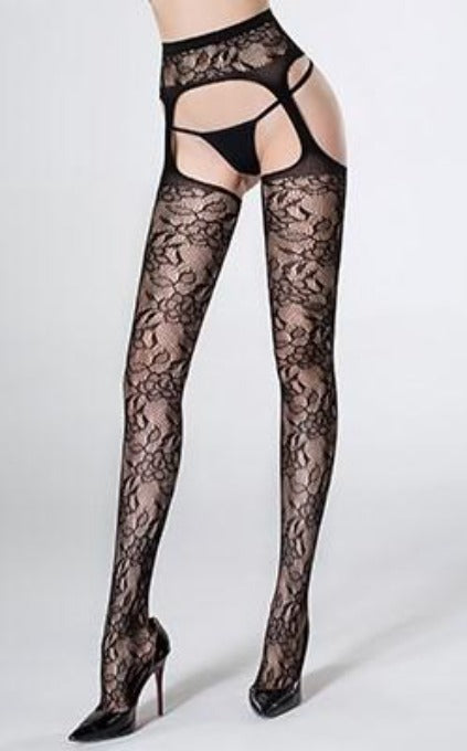 S4816 – CindyLove Floral Pattern Stockings-Clothing - HosieryStockings-Cindy Love-Danish Blue Adult Centres