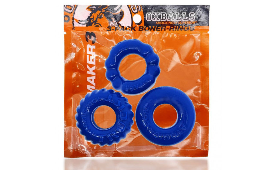 Bonemaker 3 Pc Cockring Set Pool Blue-Adult Toys - Cock Rings-Oxballs-Danish Blue Adult Centres