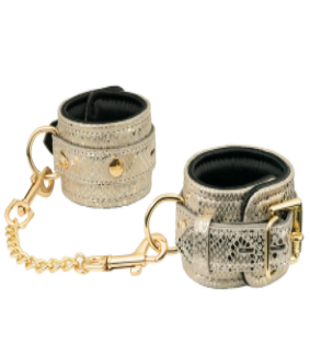 Spartacus - White Snake Ankle Cuffs Leather Lining-Bondage & Fetish - Cuffs & Restraints-Spartacus-Danish Blue Adult Centres