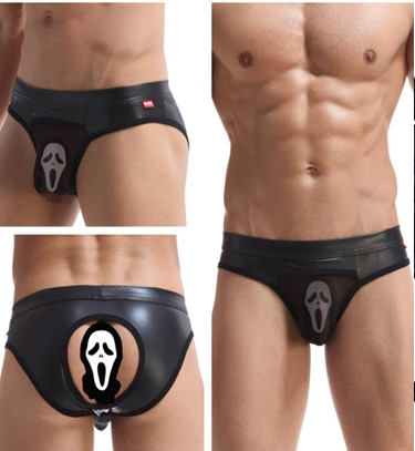 Mesh Pouch Bumless Wetlook Brief - Black-Clothing - Underwear & Panties - Mens Room in Front-Poison Rose-Danish Blue Adult Centres
