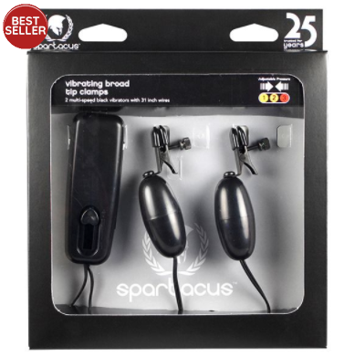 Spartacus Vibrating Broad Tip Nipple Clamps-Bondage & Fetish - Nipple Play-Spartacus-Danish Blue Adult Centres
