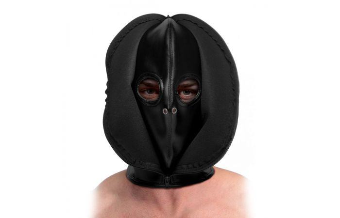 Zip Front Bondage Hood Black-Bondage & Fetish - Mask, Hood, Blindfolds-Strict-Danish Blue Adult Centres