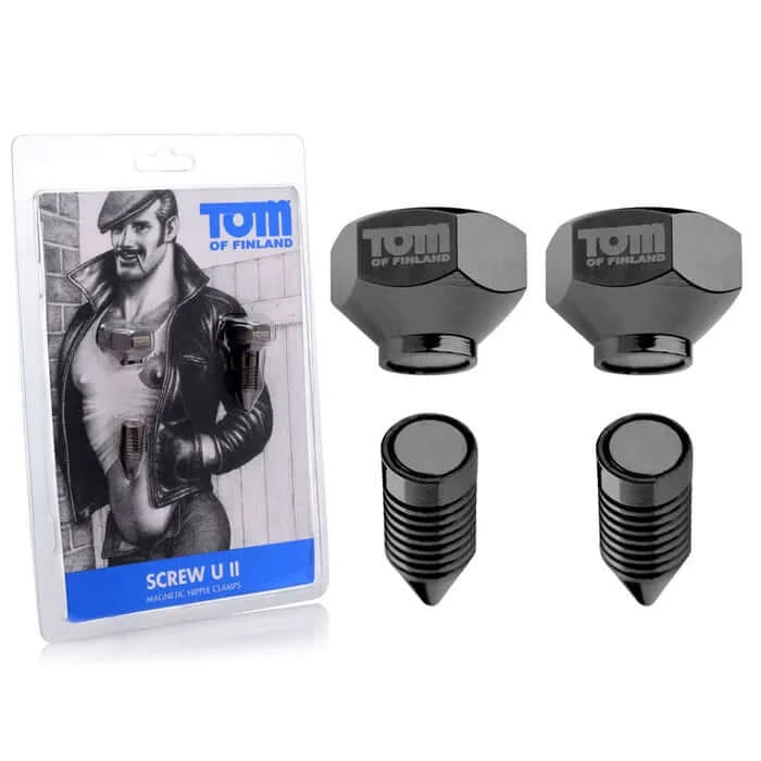 Tom Of Finland Screw U II Magnetic Nipple Clamps Danish Blue Adult Centres Tom Of Finland Screw U II Magnetic Nipple Clamps Danish Blue Adult Centres